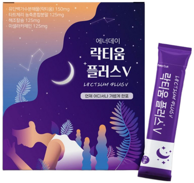 프랑스산 락티움 나잇 미셀라카제인 라티움 체리맛 스틱 1개월분 노인 엄마 어머니 40대 50대 60대 70대 락티엄 파우더 락티옴 유단백가수분해물 10대 20대 30대 아빠 선물, 1개, 75g