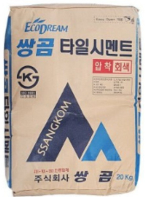 쌍곰 백색 압착 시멘트 20kg 압착공법 포대