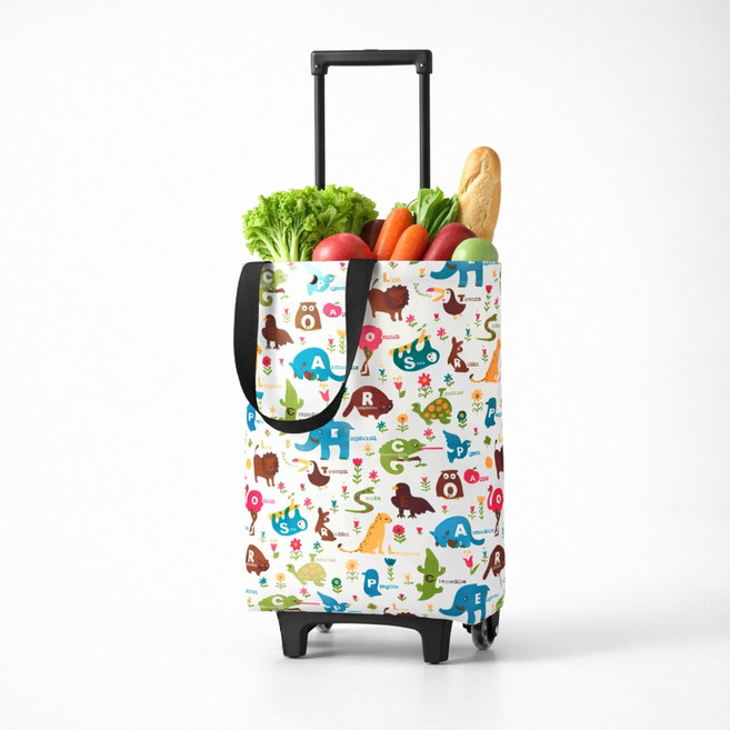 ROYAI ONE 휴대용 방수 장바구니 접이식 장바구니카트, 1개, 화이트