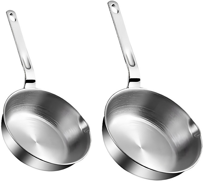 글로벌 JNP [스텐 316] 통3중 인덕션 올스텐 미니 프라이팬 14cm+16cm 2종세트, 1개, 실버
