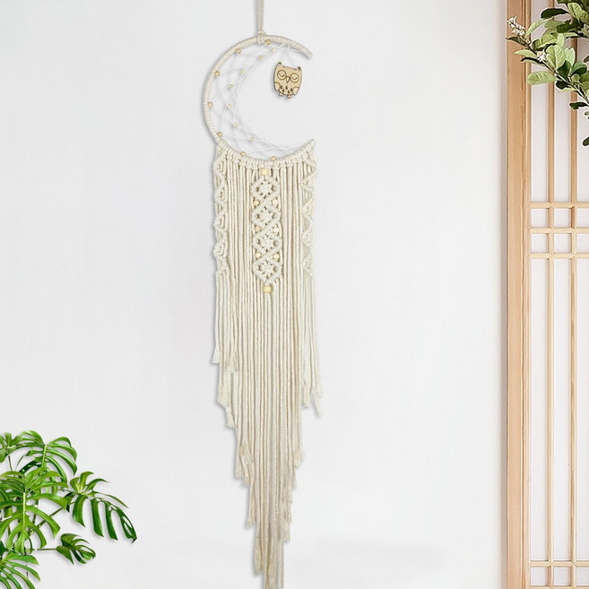 수작업 보헤미안 코튼 대형 드림캐쳐 별과 달 시리즈, 달의 지혜