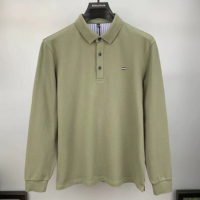 폴로 셔츠 남성 무다림 긴팔 상의 중년 아빠룩 크로스보더 트렌드 브랜드 터틀넥 폴리에스터 이너 루즈핏 패션 봄가을 폴로넥