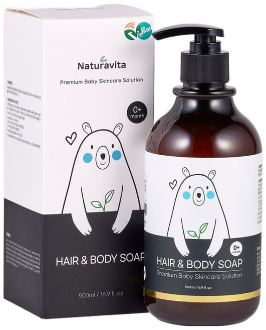 나투라비타 신생아 아기 샴푸 바스 장미꽃수 저자극 베이비 유아 어린이 바디워시 올인원, 1개, 500ml