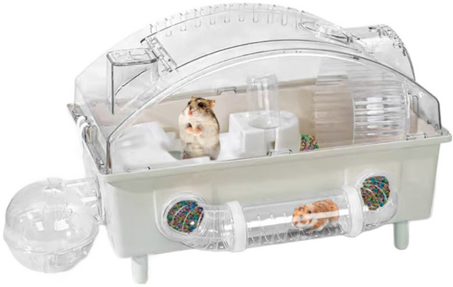 Anystar 투명한 2층 사계절 저렴한 대형 고급 빌라 고슴토치 햄스터 하우스, 1개, 아이보리