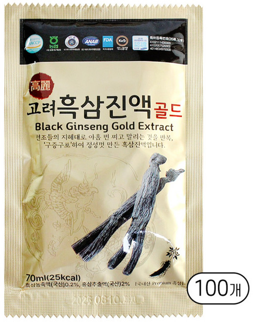 고려 흑삼진액 골드 (낱개), 100개, 70ml