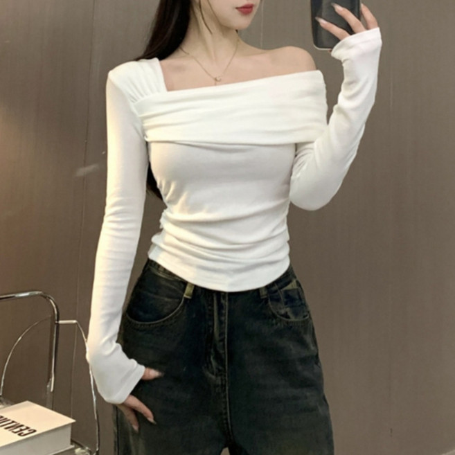 로엘란 도톰 기모 오프숄더 티셔츠 여친룩 데일리룩 클럽룩 R-C34