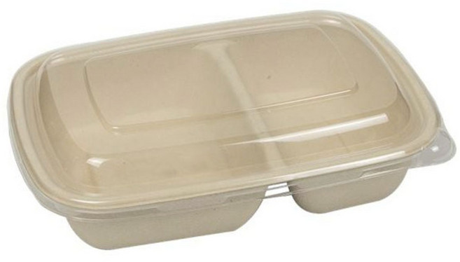 엠엔피 일회용 펄프도시락 2칸 나눔 샐러드용기, 1개, 10세트