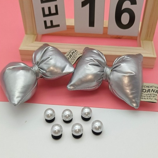 [speedmong] 패딩 리본 4Color 실내화 슬리퍼 신발 파츠 악세사리 왕리본 2P 진주 4P 6종 세트