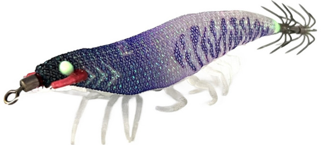 FST 25년 우마이 리얼 새우에기 60mm 전체uv+야광 애기 축광 실리콘 다리 완벽수평 침강 쉬림프 에기 갑오징어 쭈꾸미 한치에기, 2개, 5g, 04번 퍼플(레인보우틴셀)