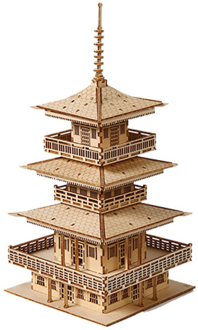 DIY 건축 누각 3D 입체 퍼즐 나무 공예품 성인용 스트레스 해소 지능 개발 조립 모델 장난감 거실 테이블 쇼윈도우 홈 장식품 명절 모임 생일 새해 선물, 1개