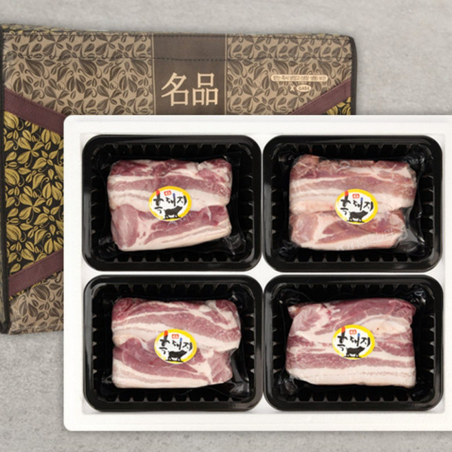 [제주양돈농협] 제주 흑돼지 오겹살 구이용 2kg 선물세트 2호 / 오겹살 2kg, 1박스