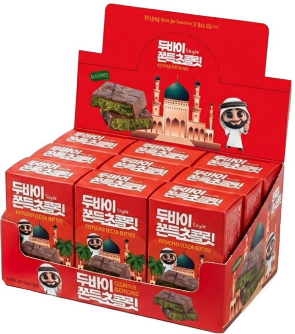 두바이 쫀득 피스타치오 밀크 초콜릿, 6개, 45g
