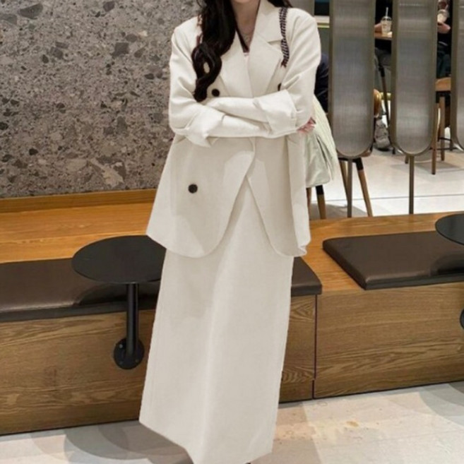 여성 데일리 오피스룩 정장 세트 트위드 자켓 스커트 세트 세미 포멀 코디