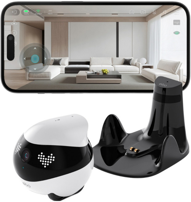 EBO Air 2 움직이는 이동식cctv홈캠 강아지고양이 반려견 펫캠, 1세트, 화이트 (충전독 포함)