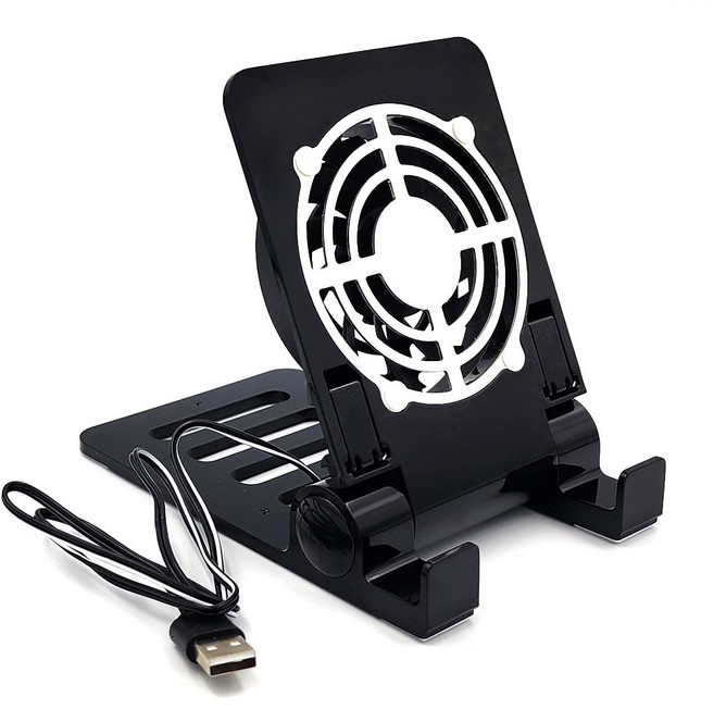 (VUELO) SMARTCOOL 스마트폰 태블릿 스위치 쿨러 거치대 발열 8cm 쿨링팬, 1개, BLACK