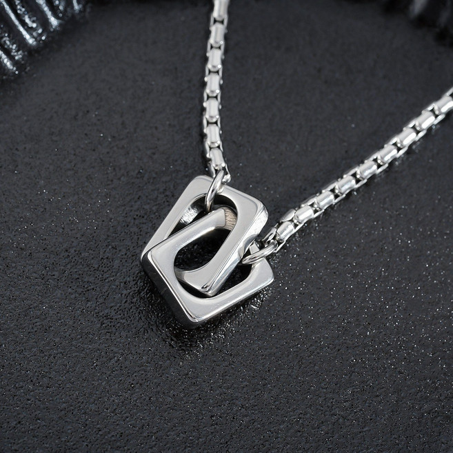 미니멀 더블 버튼 남녀공용 티타늄 써지컬 스틸 목걸이