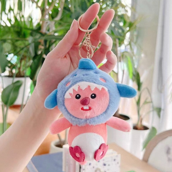 잔망루피 인형 키링 가방고리 굿즈 피규어 열쇠고리 키체인, 1개, 11cm 아기상어 모자 루피