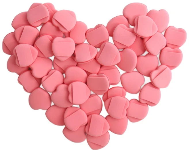 차차바이 하트미니퍼프 핑거쿠션 물방울퍼프 핑거퍼프 밀착쿠션 쫀쫀쿠션, 100개, 하트혼합 - 쿠팡