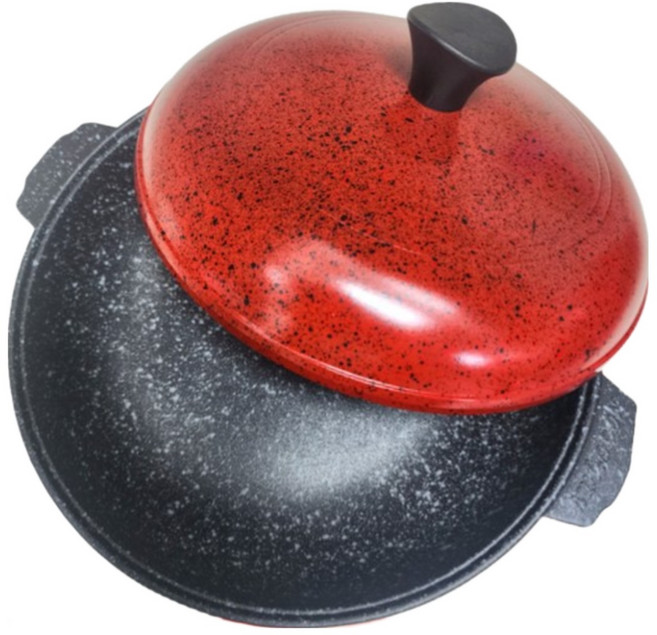 원효 요술팬 고구마냄비 물이 필요없는 직화 군고구마팬 군고구마냄비 26cm 28cm 30cm 무수분냄비, 26cm빨간뚜껑, 1개