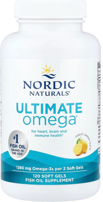 [1+1] 노르딕네추럴스 얼티밋 고흡수 알티지 오메가 1280mg 레몬맛 소프트젤 120정 / 해외직구 미국정품, 2개