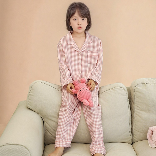 캐리루시 아동 크링클 카라 잠옷상하세트 긴팔