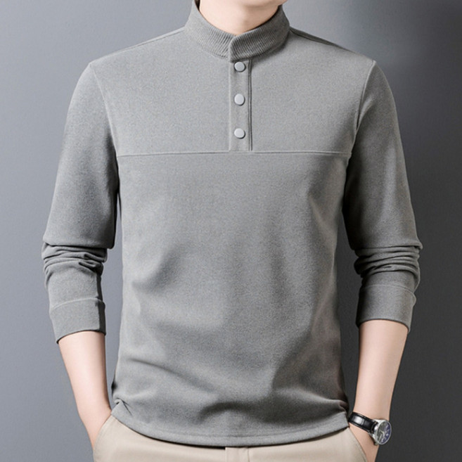 코엑티 남성 겨울 히트 플리스 기모 버튼넥 벨벳 스웨터