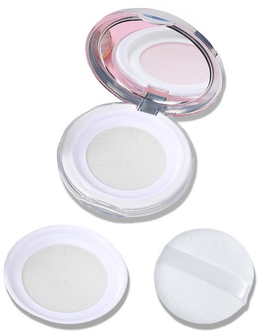 셀프천사 슬림형 가루 파우더 공병 케이스 + 파우더 퍼프 + 리필 그물망 세트, 1세트, 홀로그램