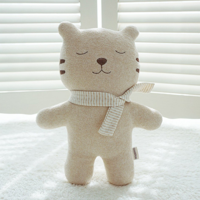 오가닉 2겹 털빠짐 없는 토끼 용 곰 뱀띠 호랑이 애착인형 완제품 신생아 수면인형 임신출산선물 무형광 / 비접착 / 유기농 두겹, 아기호랑이 후/브라운/Style A, 선물포장 안함, 1개