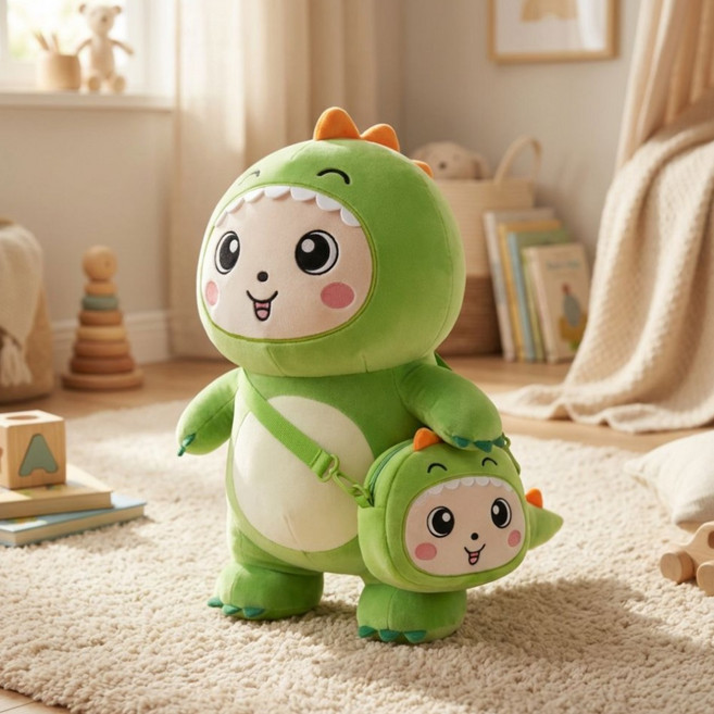 왕눈이아기공룡쿠션똑딱이담요가방