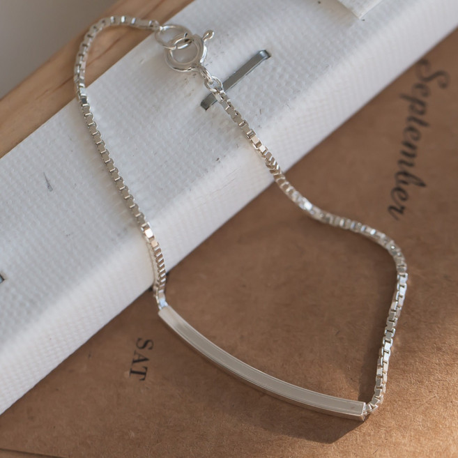 모두디자이너 실버925 모노 슬림 심플 커브 스틱 파이프 팔찌 17