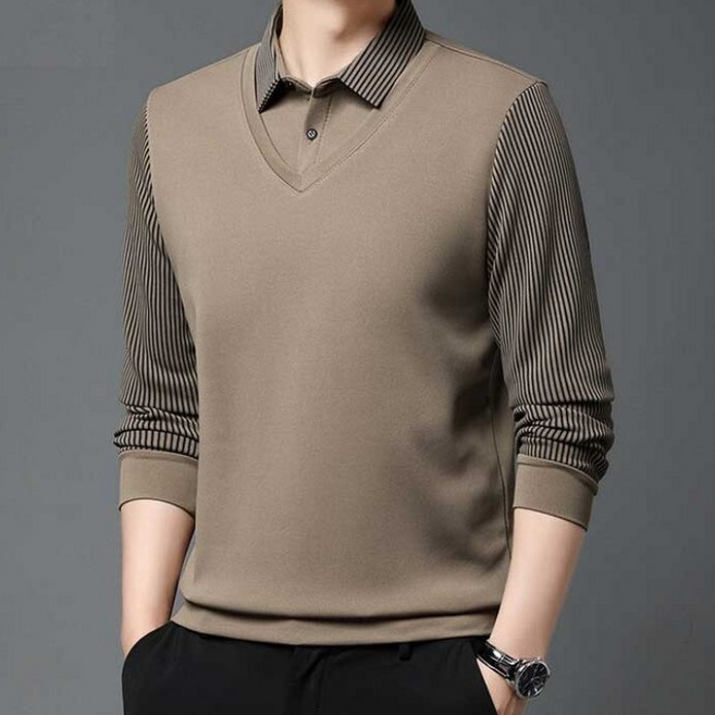 남성 셔츠 베스트 2in1 일체형 구김없는 소프트 티셔츠 상의 골프 정장상의