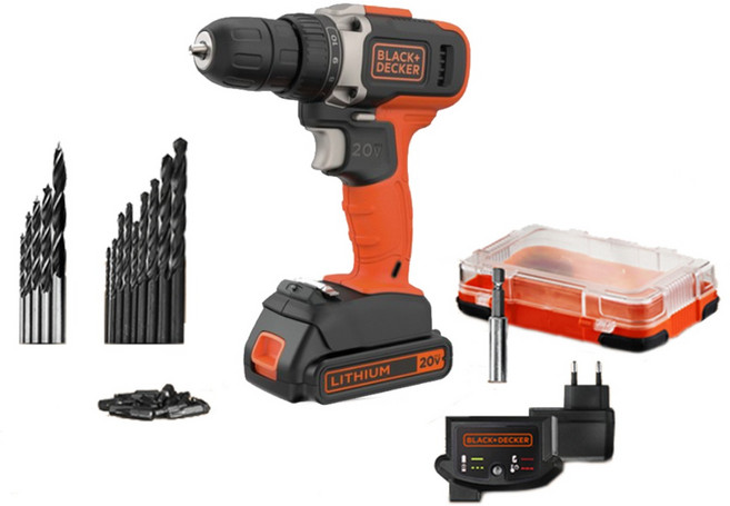 블랙앤데커 20V 무선 충전 드릴 드라이버(25pcs 액세서리) EBCD703, 단품