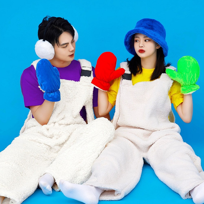 [장갑포함]당일출고 HOT 캔디 멜빵바지 졸업사진 의상 코스프레 코스튬 할로윈 옷 파티 단체티