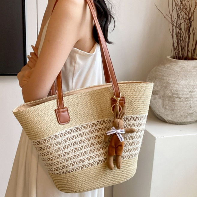 라플렌 귀여운 토끼키링 라탄가방 데일리 휴양지