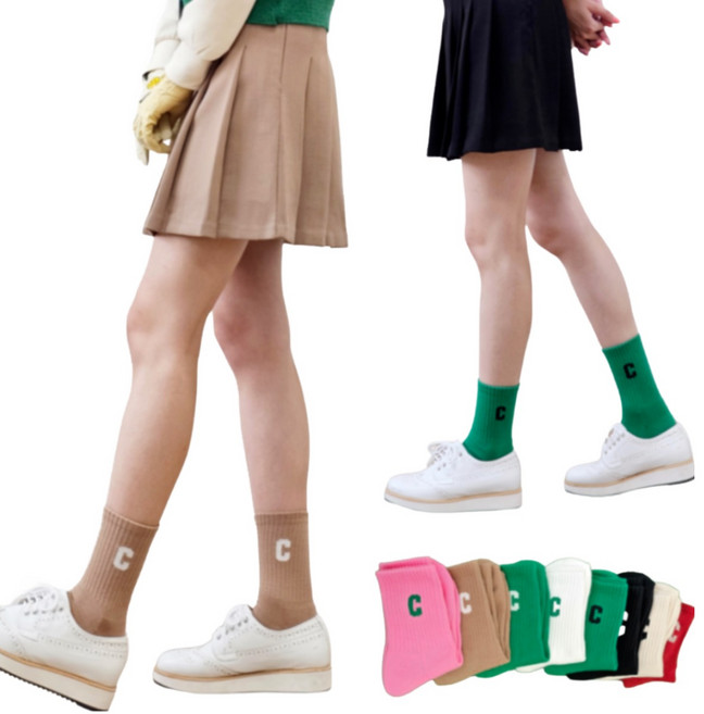 캔버라 3족세트 여성 골프 양말 바닥 두꺼운양말 테니스 양말 중목, 2(화이트그린+라이트베이지+블랙)