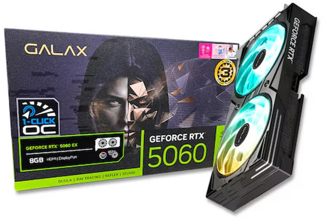 갤럭시 GALAX 지포스 RTX 5060 EX BLACK OC D7 8GB 그래픽카드, RTX 5060 EX OC D7 8GB [블랙]