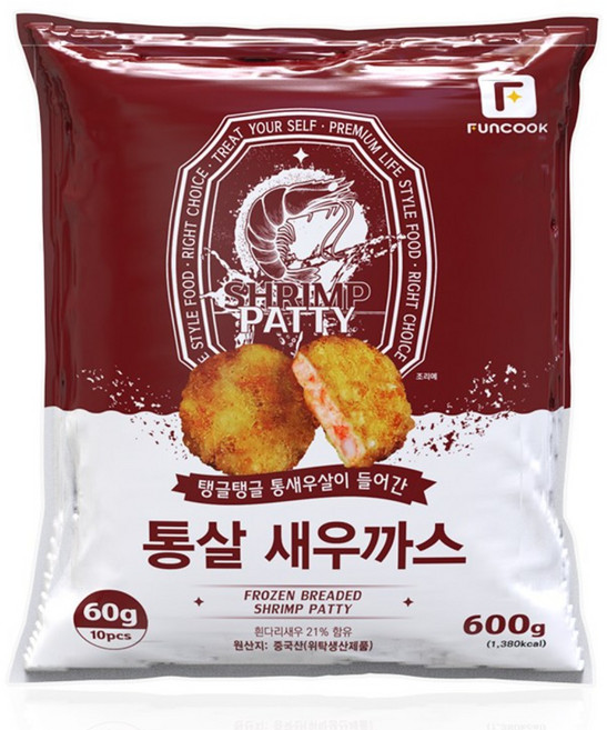 펀쿡 통살 새우까스 (60g X 10미), 2개, 600g
