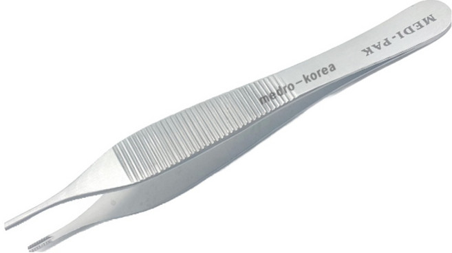 Medro-Korea 의료용 에디슨브라운핀셋 마이크로핀셋 수술기구 병원용품, 1개