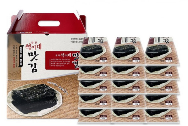 광천석이네 원초90% 광천김 도시락김, 15개