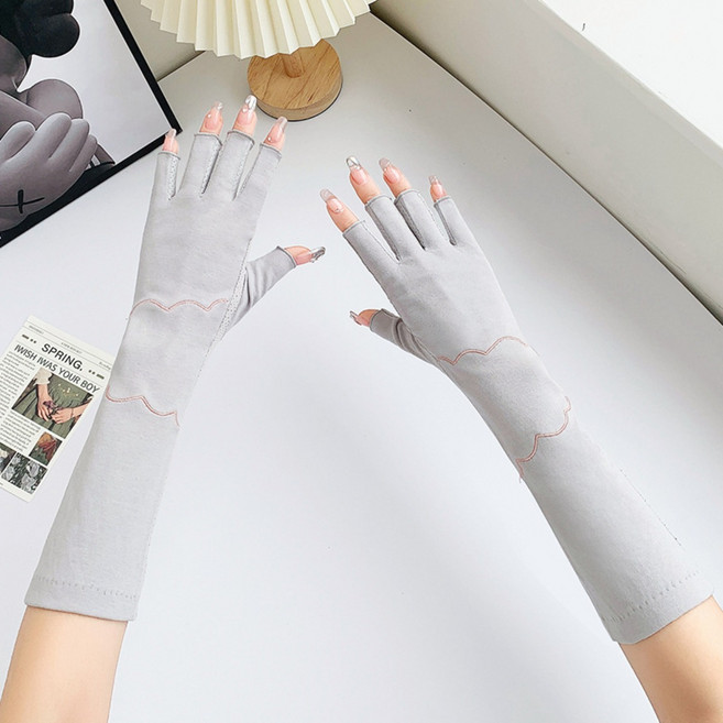 여름 여성 자외선차단장갑 햇빛차단 등산 운동 나들이 롱롱 엣지 면 반 운전장갑