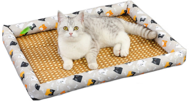 냥멍스쿨 시원하다 강아지 쿨방석 라탄, 1개