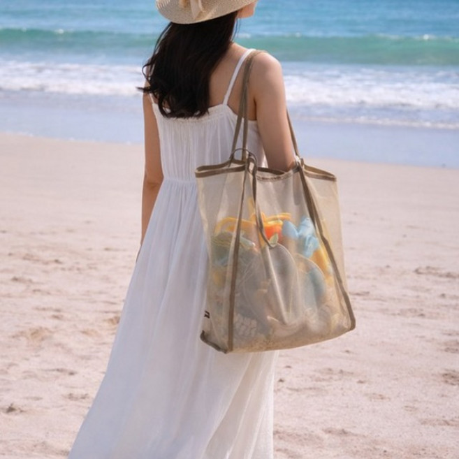 안나네 투명 메쉬 숄더백 세련되고 가벼우며 넉넉한 수납공간 쇼핑백/비치백으로 활용 가능