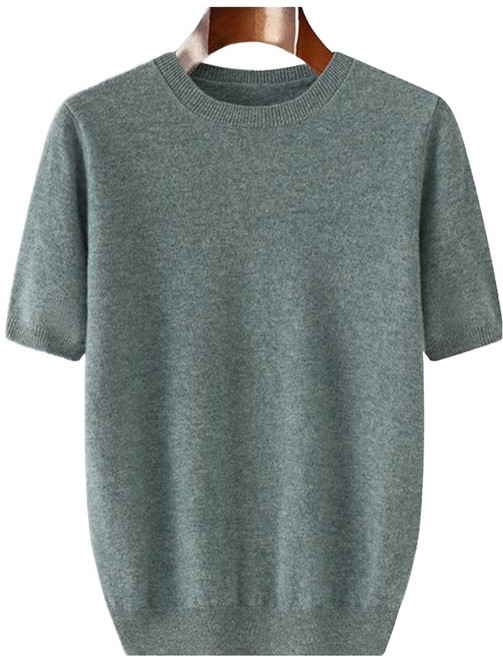 ROYALBELLE 남성 라운드넥 루즈핏 심플 디테일 반팔 니트 스웨터 T06022521