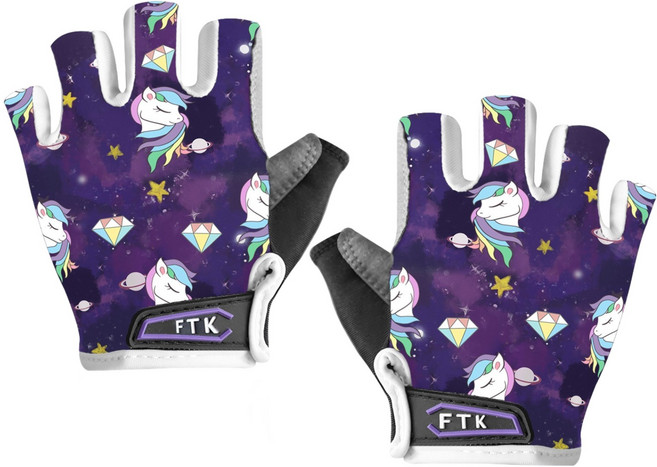 지칸디 아동용 자전거 장갑 반장갑 쿠션패드 라이딩 장갑 어린이 글러브, 1세트, 보라색