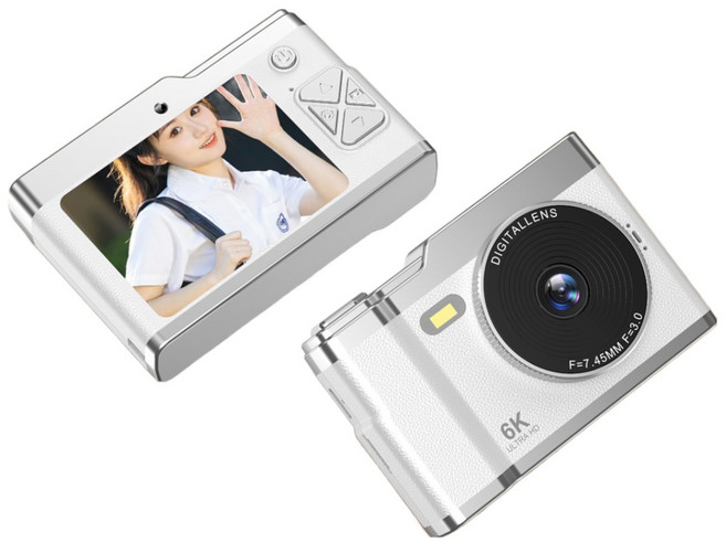 ANYOU 디지털 카메라 4K 영상 고화질 셀카 소형카메라 64GB 메모리 카드, 흰색, 흰색