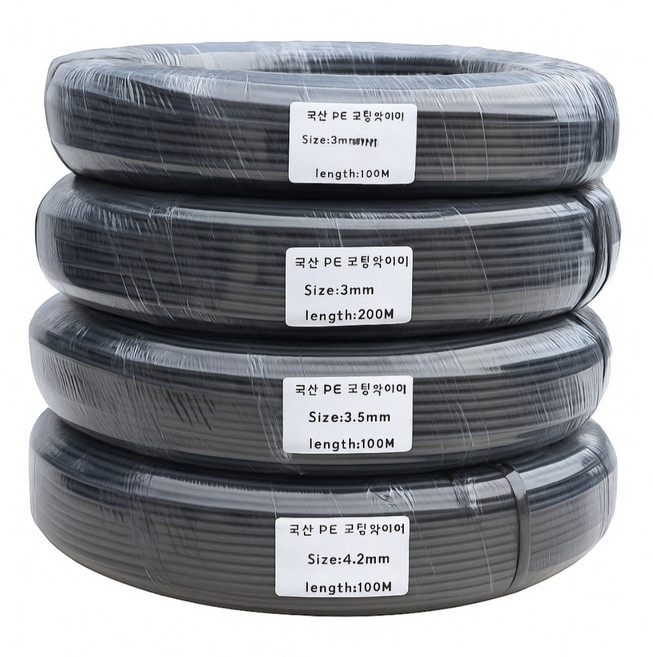 케이에스로프 PE코팅와이어 농자재 와이어 포도 로프 유인줄 하우스 방조망, 2.8mm, 100M