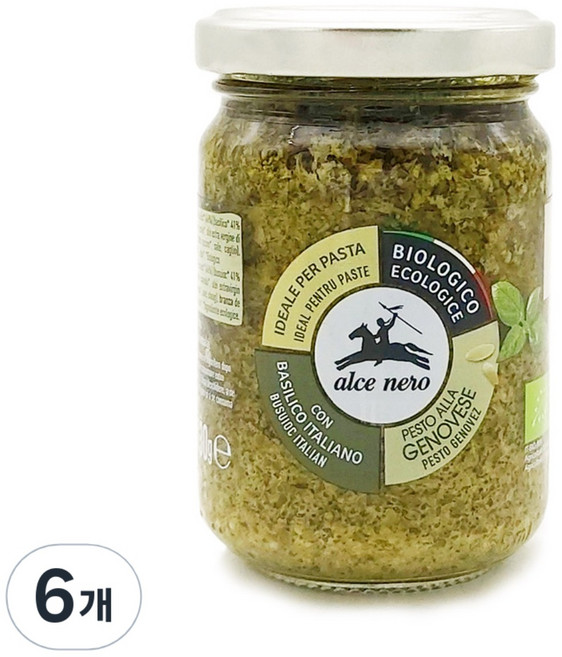 알치네로 유기농 바질 페스토 제노비스, 130g, 6개