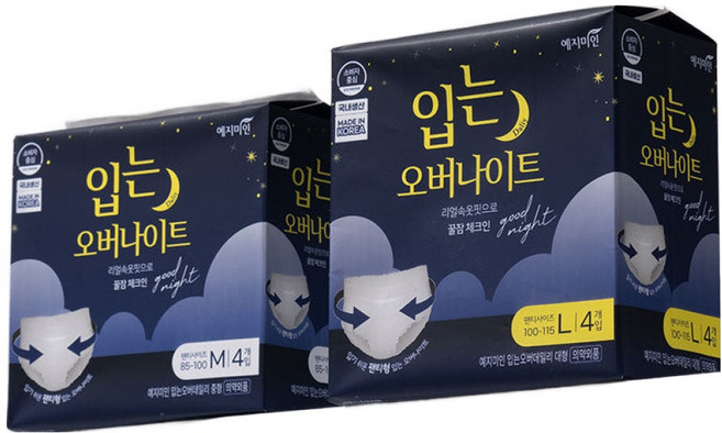 예지미인 입는 오버나이트 생리대 팬티형, 대형, 4개입, 8개