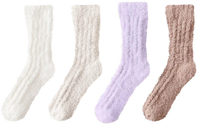 캐피튜드 털빠짐없는 도톰한 무압박 남녀공용 수면양말 웜톤 4켤레 세트