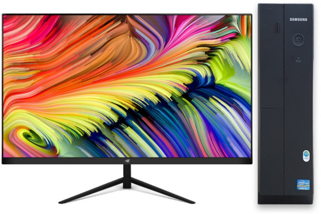 삼성 컴퓨터 본체 데스크탑 사무용 PC 모니터 포함 풀세트 윈도우11, i3-4130+27인치 풀세트, WIN11 Pro, 256GB, 8GB, 블랙